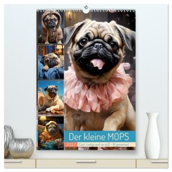 Calendario/Agenda Der kleine Mops (hochwertiger Premium Wandkalender 2027 DIN A2 hoch), Kunstdruck in Hochglanz Calvendo