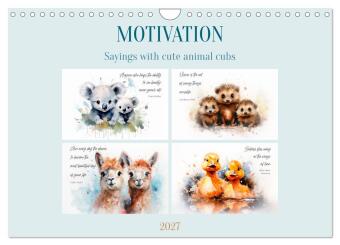 Naptár/Határidőnapló MOTIVATION Sayings with cute animal cubs (Wall Calendar 2027 DIN A4 landscape), CALVENDO 12 Month Wall Calendar Calvendo