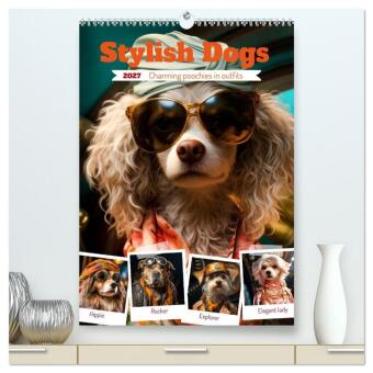 Naptár/Határidőnapló Stylish Dogs (High Quality Premium Wall Calendar 2027 DIN A2 portrait),CALVENDO 12 Month Wall Calendar Calvendo