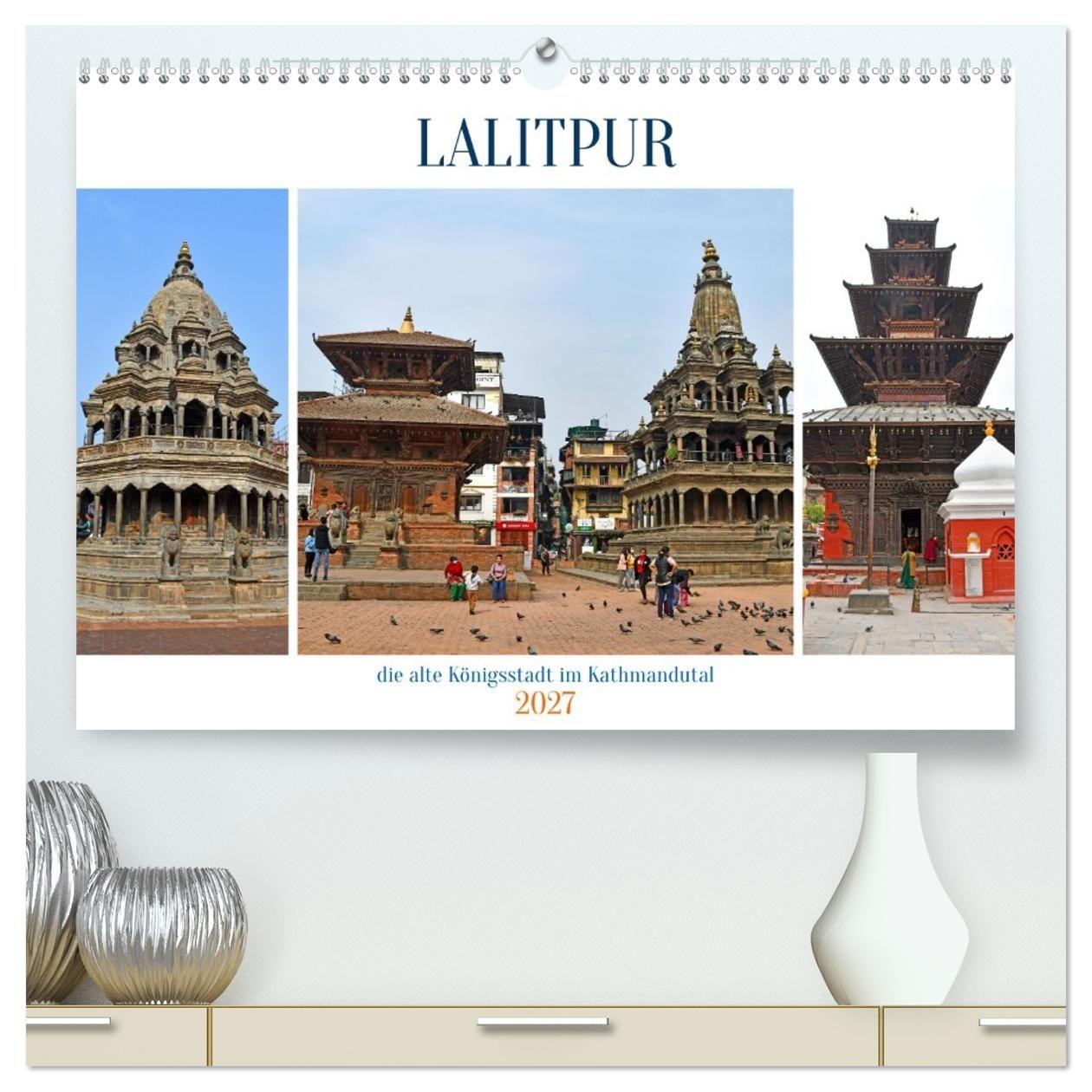 Kalender/agenda LALITPUR, die alte Königsstadt (hochwertiger Premium Wandkalender 2027 DIN A2 quer), Kunstdruck in Hochglanz Calvendo