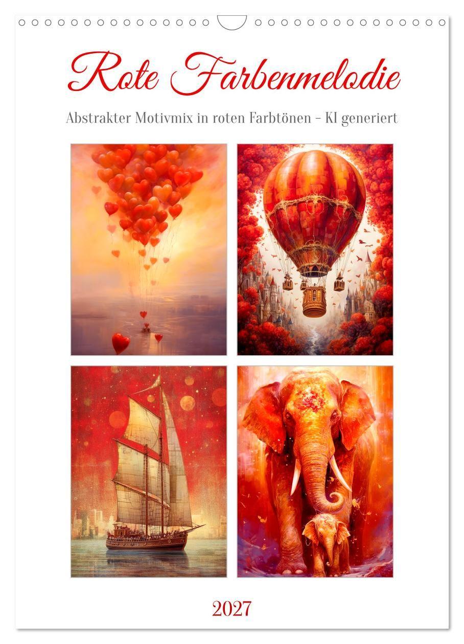 Kalendář/Diář Rote Farbenmelodie (Wandkalender 2027 DIN A3 hoch), CALVENDO Monatskalender Calvendo