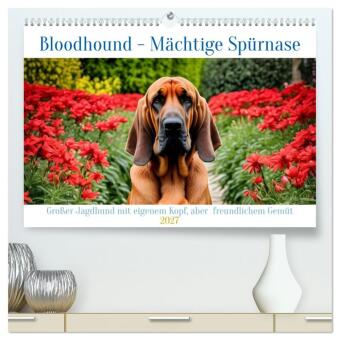 Naptár/Határidőnapló Bloodhound - Mächtige Spürnase (hochwertiger Premium Wandkalender 2027 DIN A2 quer), Kunstdruck in Hochglanz Calvendo