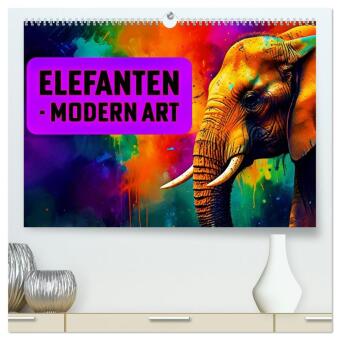 Kalender/Terminbuch Elefanten - modern Art (hochwertiger Premium Wandkalender 2027 DIN A2 quer), Kunstdruck in Hochglanz Calvendo