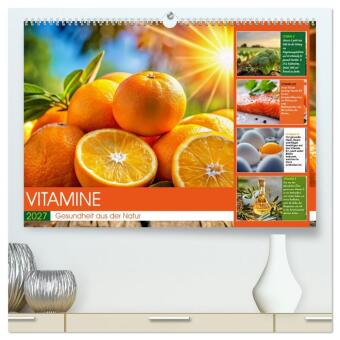 Naptár/Határidőnapló VITAMINE - Gesundheit aus der Natur (hochwertiger Premium Wandkalender 2027 DIN A2 quer), Kunstdruck in Hochglanz Calvendo
