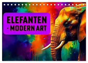 Naptár/Határidőnapló Elefanten - modern Art (Tischkalender 2027 DIN A5 quer), CALVENDO Monatskalender Calvendo