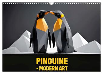 Naptár/Határidőnapló PINGUINE - modern Art (Wandkalender 2027 DIN A3 quer), CALVENDO Monatskalender Calvendo