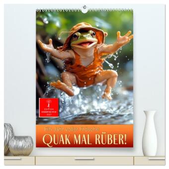 Naptár/Határidőnapló Quak mal rüber - ein Jahr voller Frösche (hochwertiger Premium Wandkalender 2027 DIN A2 hoch), Kunstdruck in Hochglanz Calvendo