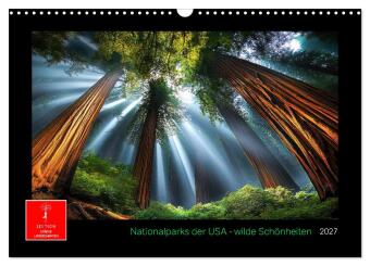 Kalendář/Diář Nationalparks der USA - wilde Schönheiten (Wandkalender 2027 DIN A3 quer), CALVENDO Monatskalender Calvendo