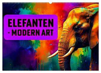 Naptár/Határidőnapló Elefanten - modern Art (Wandkalender 2027 DIN A2 quer), CALVENDO Monatskalender Calvendo