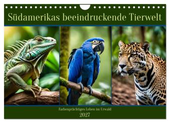 Naptár/Határidőnapló Südamerikas beeindruckende Tierwelt (Wandkalender 2027 DIN A4 quer), CALVENDO Monatskalender Calvendo