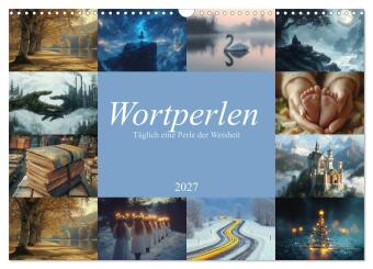 Calendar / Agendă Wortperlen (Wandkalender 2027 DIN A3 quer), CALVENDO Monatskalender Calvendo