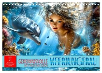 Naptár/Határidőnapló Geheimnisvolle Meerjungfrau (Wandkalender 2027 DIN A4 quer), CALVENDO Monatskalender Calvendo