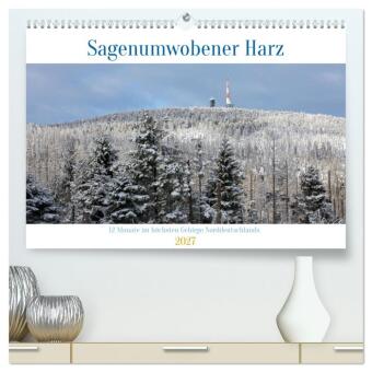 Naptár/Határidőnapló Sagenumwobener Harz (hochwertiger Premium Wandkalender 2027 DIN A2 quer), Kunstdruck in Hochglanz Calvendo