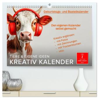 Naptár/Határidőnapló Kreativ Kalender - Tiere & eigene Ideen (hochwertiger Premium Wandkalender 2027 DIN A2 quer), Kunstdruck in Hochglanz Calvendo