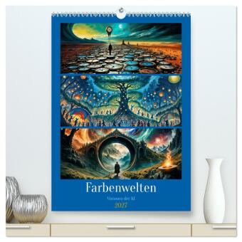 Naptár/Határidőnapló Farbenwelten (hochwertiger Premium Wandkalender 2027 DIN A2 hoch), Kunstdruck in Hochglanz Calvendo