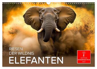 Naptár/Határidőnapló Elefanten - Riesen der Wildnis (Wandkalender 2027 DIN A3 quer), CALVENDO Monatskalender Calvendo