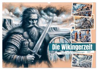 Kalendár/Diár Die Wikingerzeit - Helden, Könige und Entdeckungen (Wandkalender 2027 DIN A2 quer), CALVENDO Monatskalender Calvendo