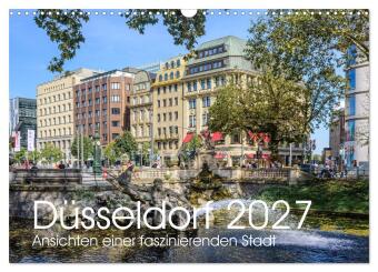 Naptár/Határidőnapló Düsseldorf - Ansichten einer faszinierenden Stadt (Wandkalender 2027 DIN A3 quer), CALVENDO Monatskalender Calvendo
