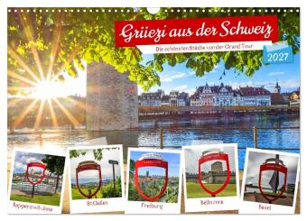 Naptár/Határidőnapló Grüezi aus der Schweiz (Wandkalender 2027 DIN A3 quer), CALVENDO Monatskalender Calvendo