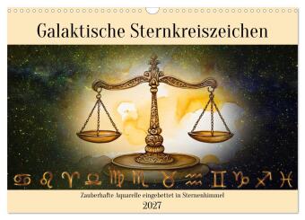 Naptár/Határidőnapló Galaktische Sternkreiszeichen (Wandkalender 2027 DIN A3 quer), CALVENDO Monatskalender Calvendo