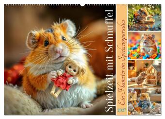 Naptár/Határidőnapló Spielzeit mit Schnuffel - Ein Hamster im Spielzeugparadies (Wandkalender 2027 DIN A2 quer), CALVENDO Monatskalender Calvendo