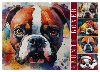 Календар/тефтер Bunte Boxer (Wandkalender 2027 DIN A2 quer), CALVENDO Monatskalender Calvendo