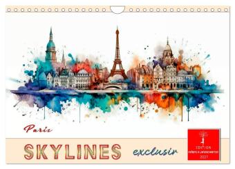 Kalender/agenda Skylines exklusiv (Wandkalender 2027 DIN A4 quer), CALVENDO Monatskalender Calvendo
