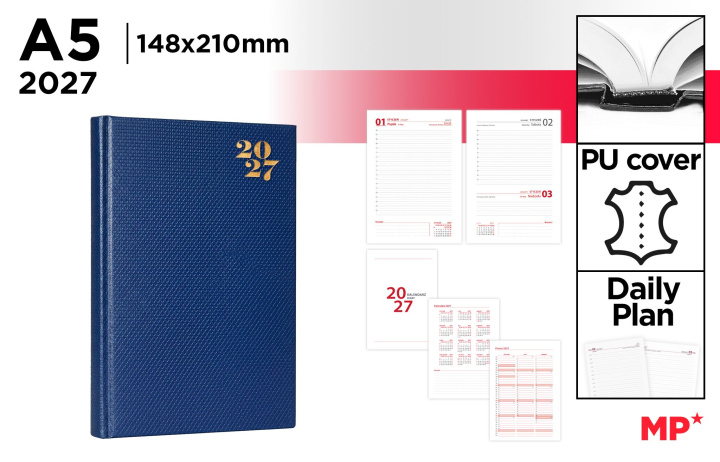 Livro Kalendarz 2027 książkowy A5 granatowy 