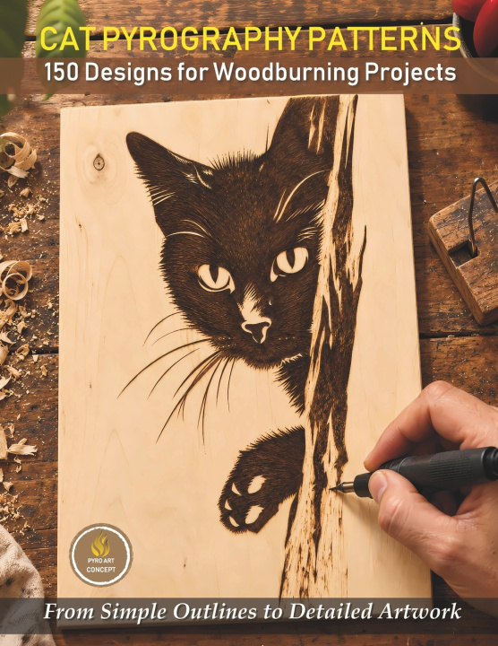 Knjiga Cat Pyrography Patterns Pyro Art concept
