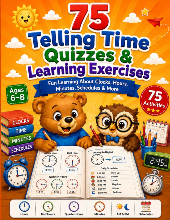 Kniha 75 Telling Time Quizzes and Learning Exercises Academic Learning Champions