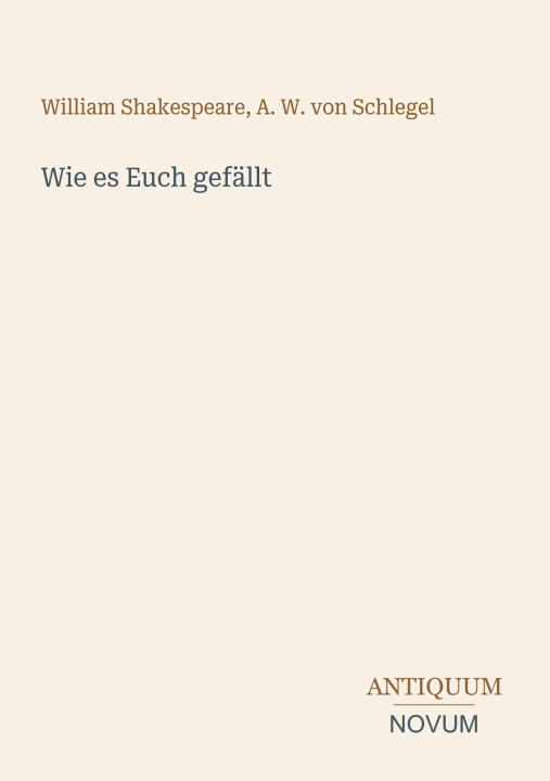 Livro Wie es Euch gefällt A. W. von Schlegel