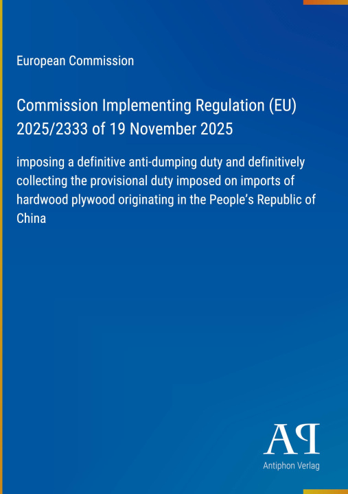 Livro Commission Implementing Regulation (EU) 2025/2333 of 19 November 2025 