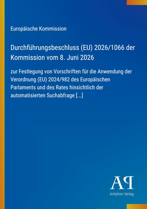 Boek Durchführungsbeschluss (EU) 2026/1066 der Kommission vom 8. Juni 2026 