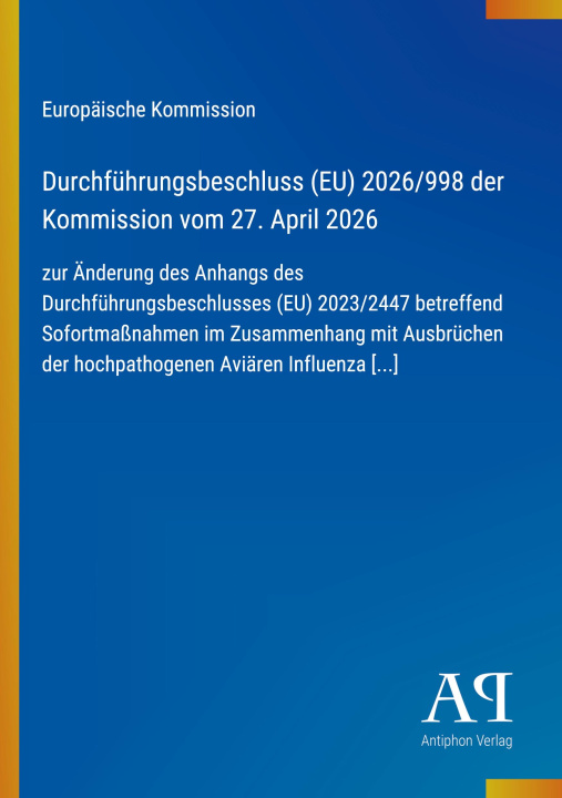 Kniha Durchführungsbeschluss (EU) 2026/998 der Kommission vom 27. April 2026 