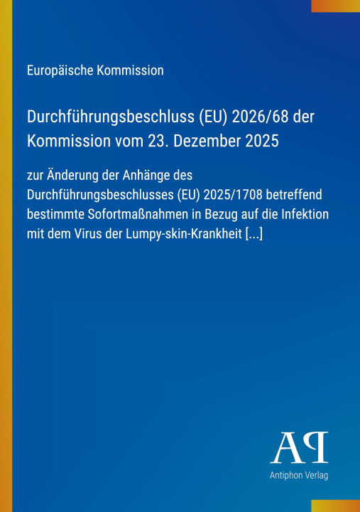 Kniha Durchführungsbeschluss (EU) 2026/68 der Kommission vom 23. Dezember 2025 