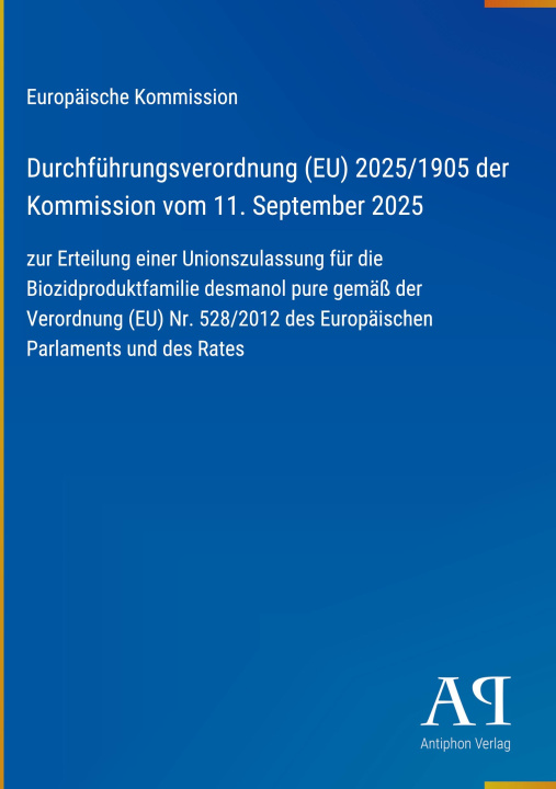 Boek Durchführungsverordnung (EU) 2025/1905 der Kommission vom 11. September 2025 