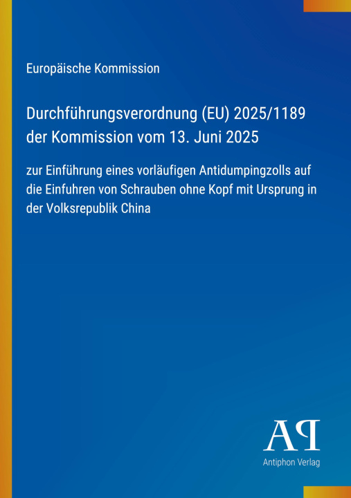 Boek Durchführungsverordnung (EU) 2025/1189 der Kommission vom 13. Juni 2025 