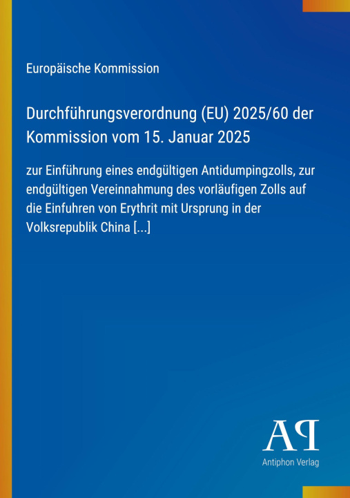 Kniha Durchführungsverordnung (EU) 2025/60 der Kommission vom 15. Januar 2025 