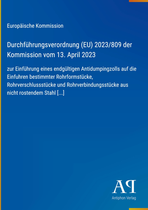 Boek Durchführungsverordnung (EU) 2023/809 der Kommission vom 13. April 2023 
