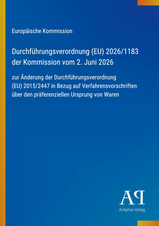 Boek Durchführungsverordnung (EU) 2026/1183 der Kommission vom 2. Juni 2026 