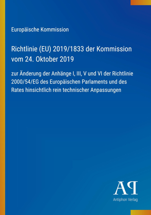 Livro Richtlinie (EU) 2019/1833 der Kommission vom 24. Oktober 2019 