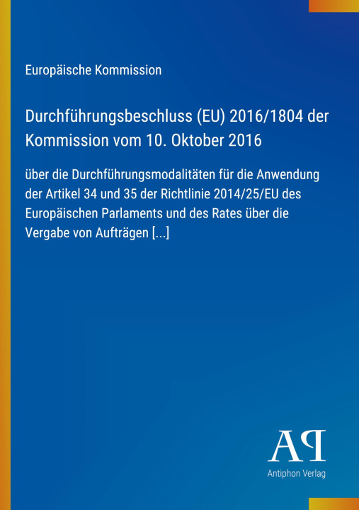 Kniha Durchführungsbeschluss (EU) 2016/1804 der Kommission vom 10. Oktober 2016 