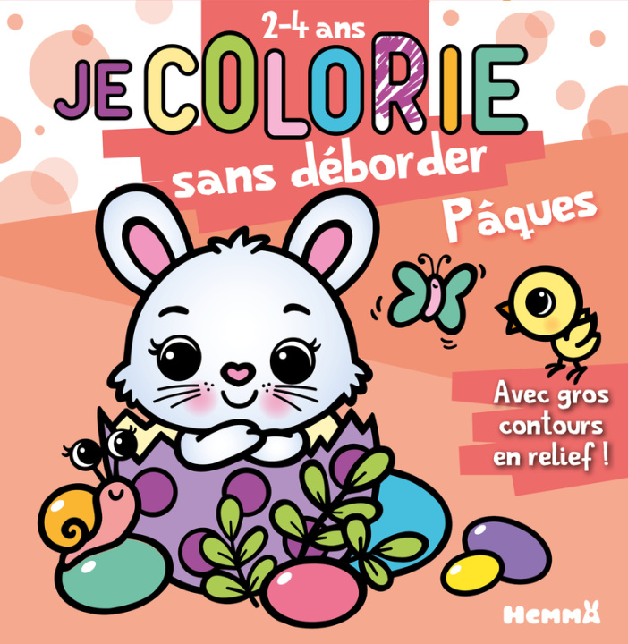 Libro Je colorie sans déborder (2-4 ans) - Pâques (Lapin dans coquille mauve) T84 
