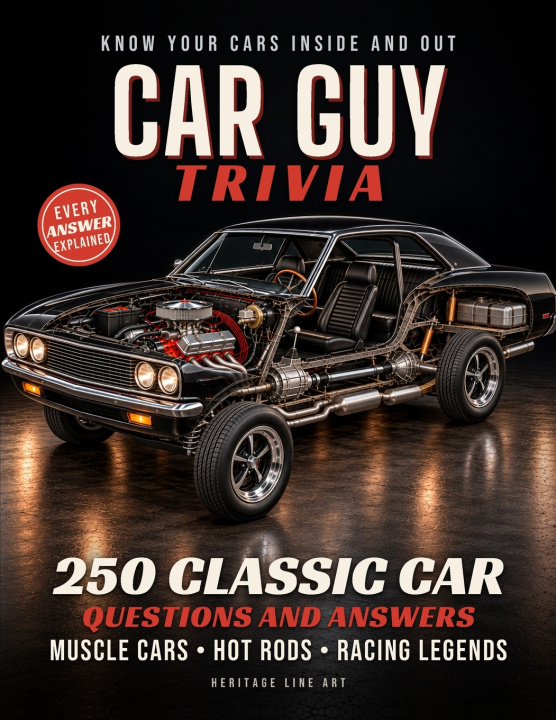 Book Car Guy Trivia Heritage Line Art