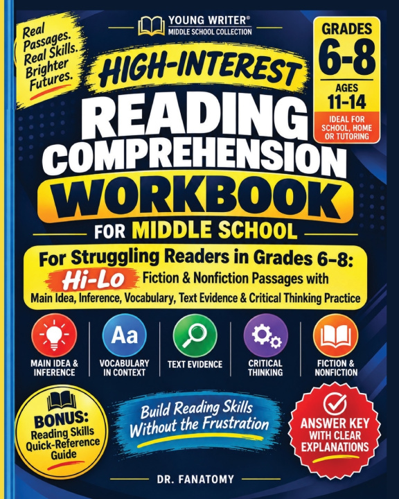Kniha High-Interest Reading Comprehension Workbook for Middle School Dr. Fanatomy