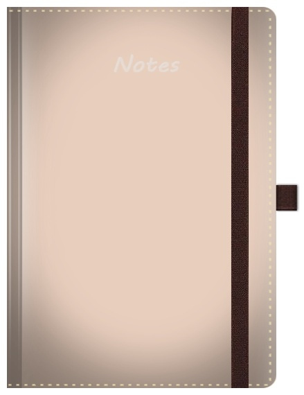 Buch Notes A5 pastelowy z gumką brązowy kratka biały papier 
